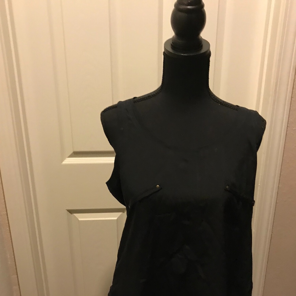 Banana Republic Black Sleeveless with A Few Studs Blouse Size: 12 (L)